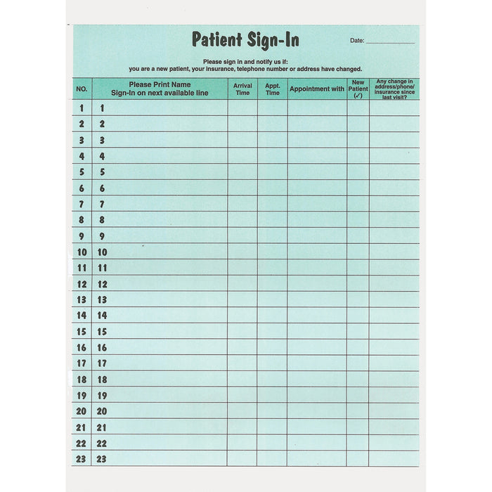 Tabbies Patient Sign-In Label Forms