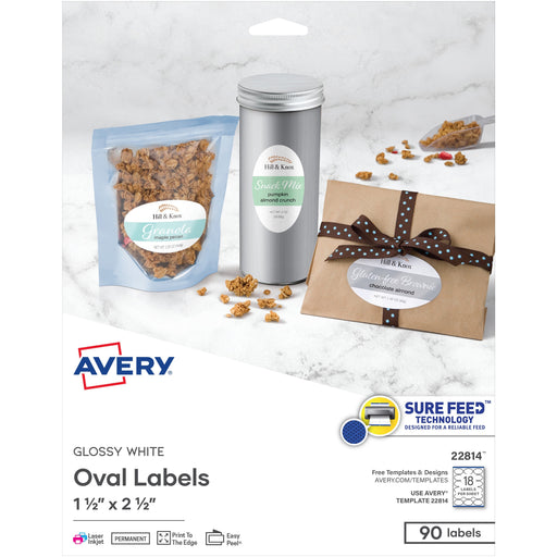 Avery® Sure Feed Printable Glossy White Labels