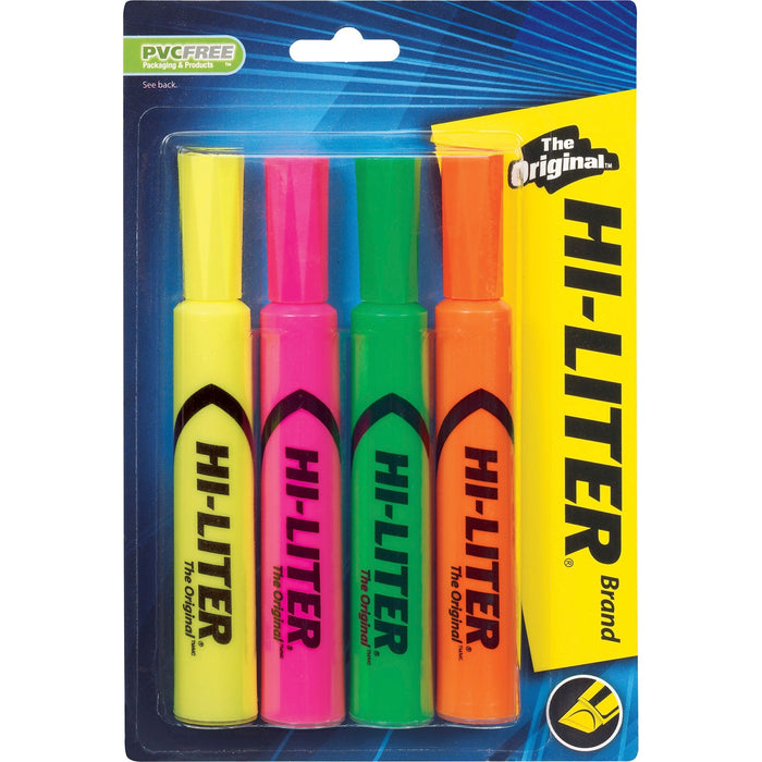 Avery® Hi-Liter(R) Desk-Style Highlighters, SmearSafe(R), Chisel Tip, 4 Assorted Color Highlighters (24063)