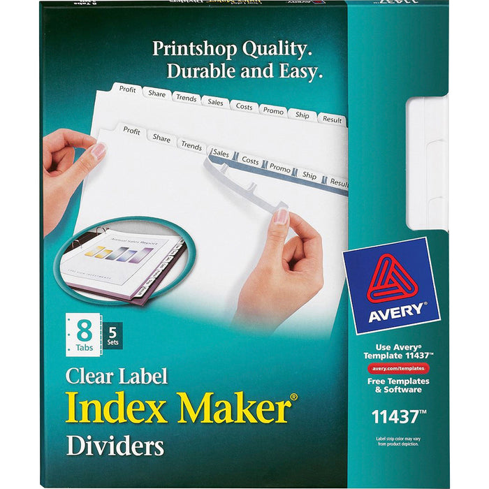 Avery® Index Maker Print & Apply Clear Label Dividers with White Tabs