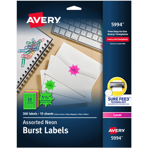 Avery® Neon Burst Labels