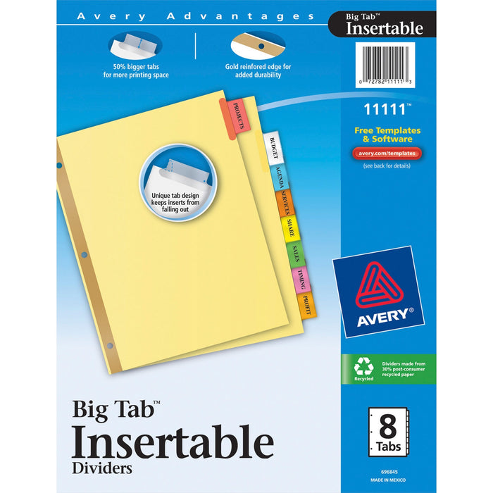 Avery® Big Tab Insertable Dividers - Reinforced Gold Edge