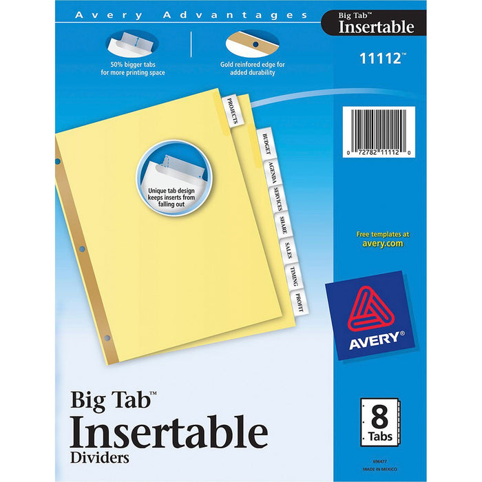 Avery® Big Tab Insertable Dividers - Reinforced Gold Edge