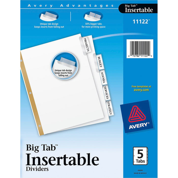 Avery® Big Tab Insertable Dividers - Reinforced Gold Edge