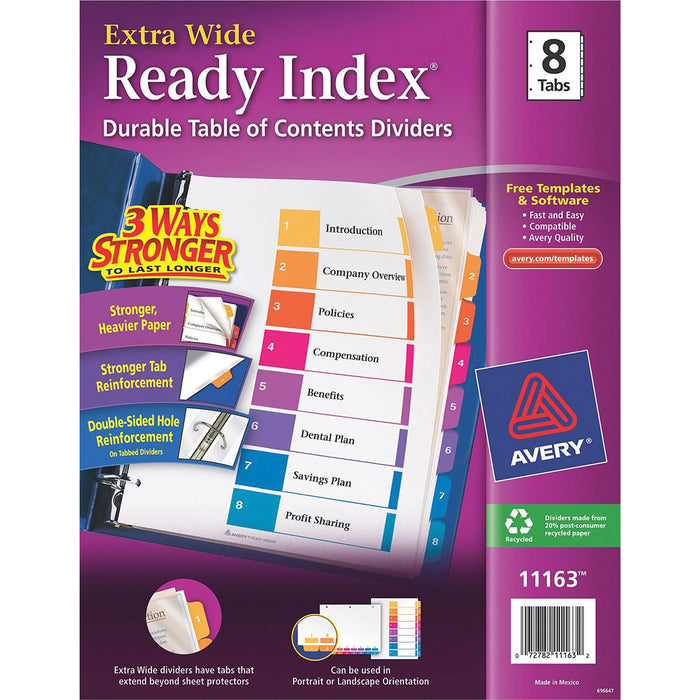 Avery® Ready Index Extra-Wide Binder Dividers - Customizable Table of Contents