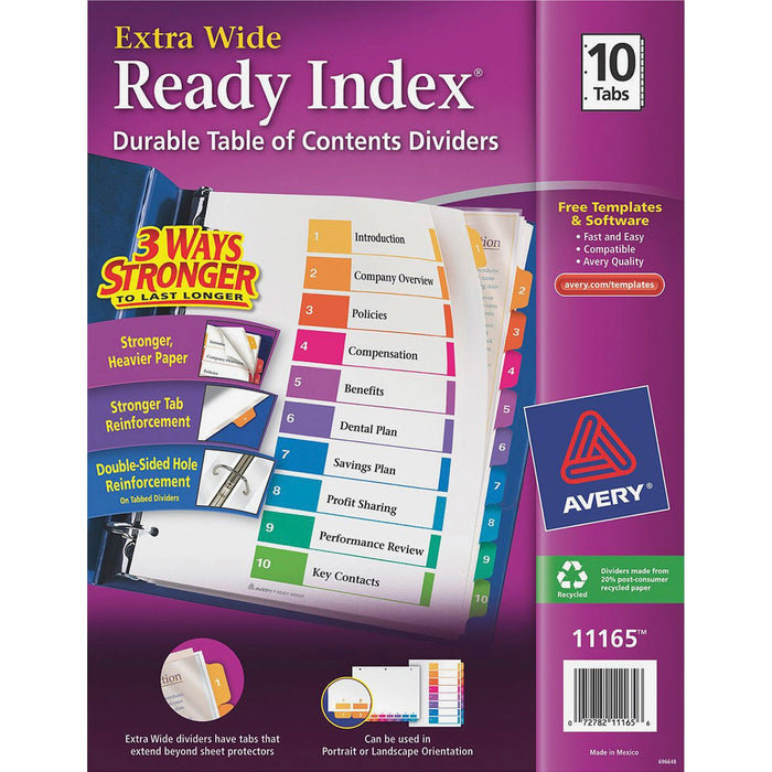 Avery® Ready Index Extra-Wide Binder Dividers - Customizable Table of Contents