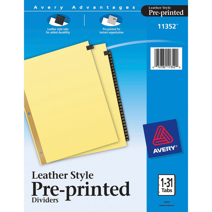 Avery® Preprinted Tab Dividers - Gold Reinforced Edge