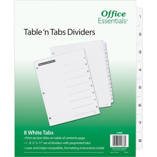 Avery® B/W Print Table of Contents Tab Dividers