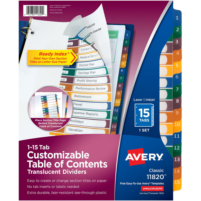 Avery® Ready Index Customizable TOC Binder Dividers