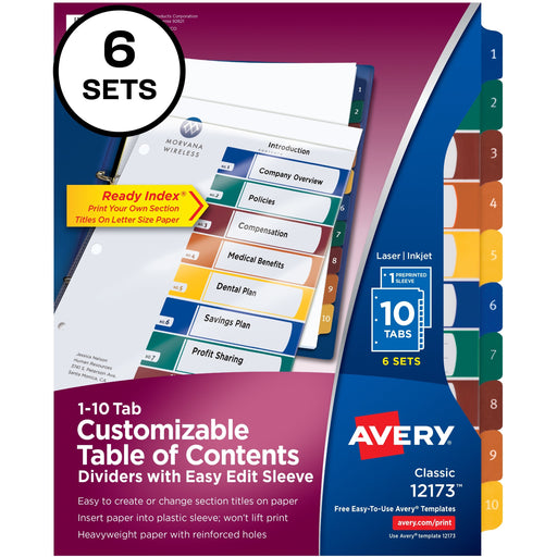 Avery® Ready Index Easy Edit Table of Cont Dividers