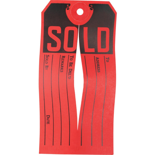 Avery® Sold Tags, Red/Black, Knife Slit, 4-3/4" x 2-3/8", 500 Tags (15161)