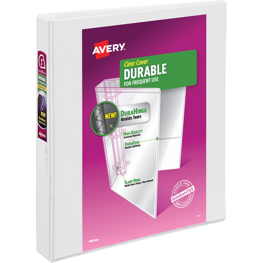 Avery® Durable View 3 Ring Binder, 1" Slant Rings, 1 White Binder