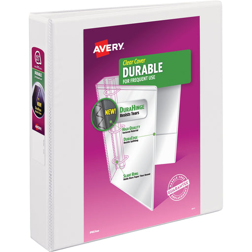 Avery® Durable View 3 Ring Binder, 1.5" Slant Rings, 1 White Binder