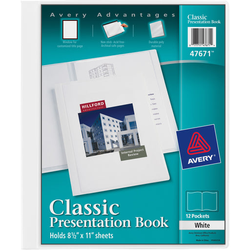 Avery® White Presentation Book, Clear Window Front, 12 Pockets (47671)