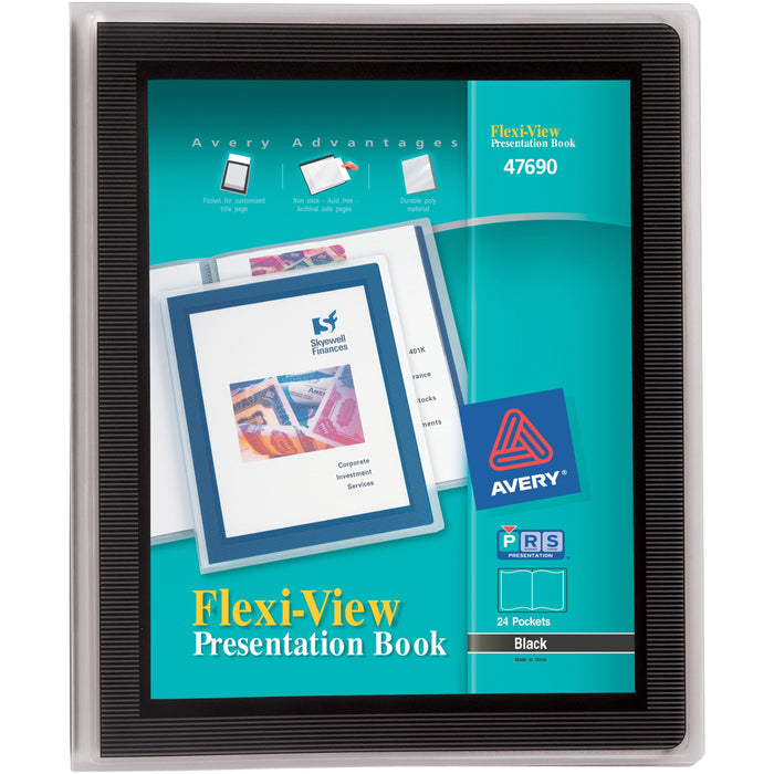 Avery® Flexi-View Presentation Book, 24 Pages, 1 Black Book (47690)