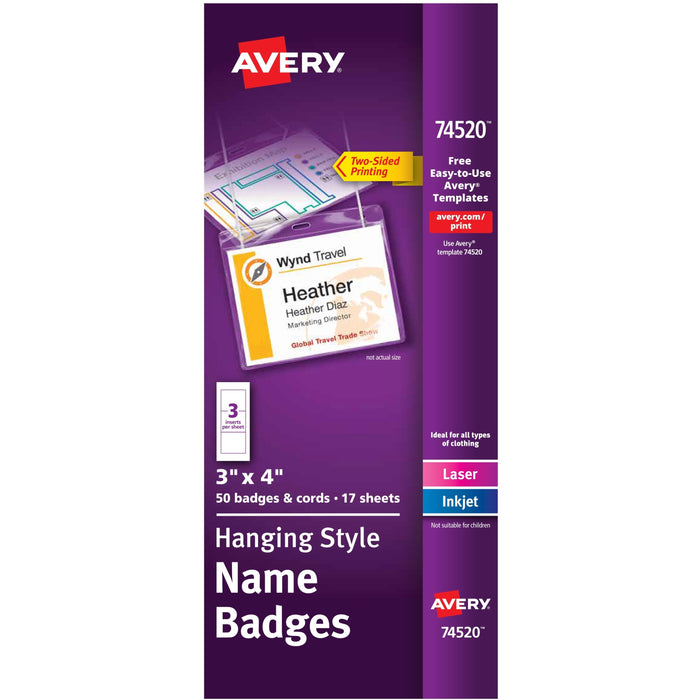 Avery® Laser, Inkjet Laser/Inkjet Badge Insert