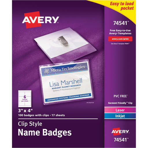 Avery® Laser, Inkjet Laser/Inkjet Badge Insert