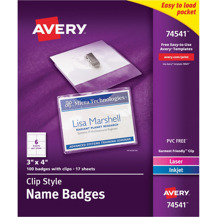 Avery® Laser, Inkjet Laser/Inkjet Badge Insert