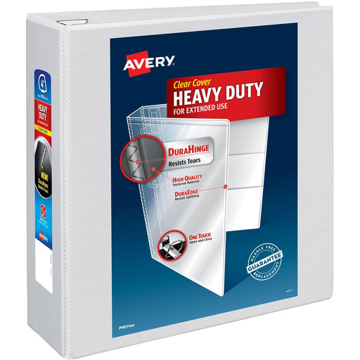 Avery® Heavy-Duty View 3 Ring Binder, 4" One Touch EZD Rings, White