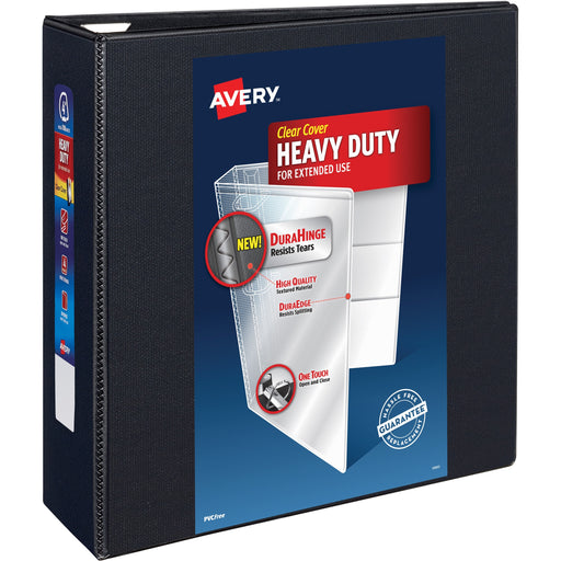 Avery® Heavy-Duty View 3 Ring Binder, 4" One Touch EZD Rings, Black