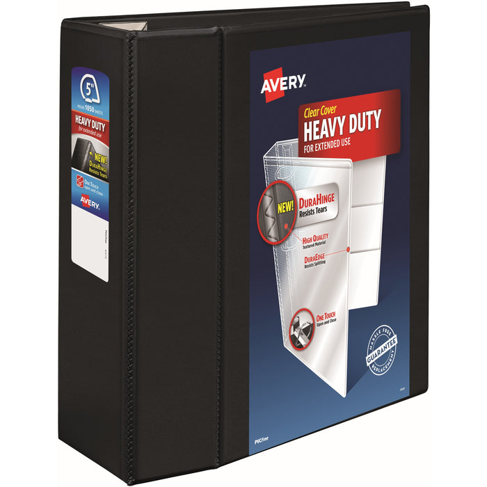 Avery® Heavy-Duty View 3 Ring Binder, 5" One Touch EZD Rings, Black