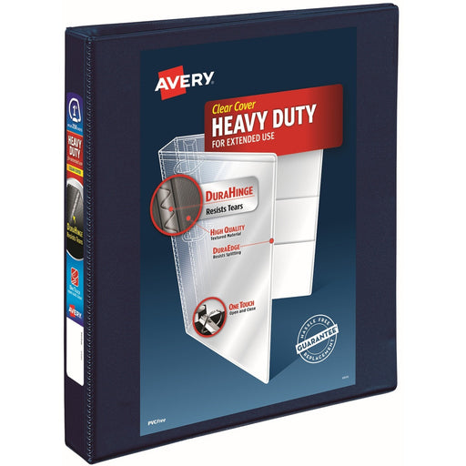 Avery® Heavy-Duty View 3 Ring Binder, 1" EZD Rings, Navy Blue