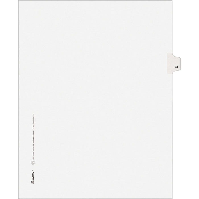 Avery® Individual Legal Dividers Allstate(R) Style, Letter Size, Side Tab #33 (82231)