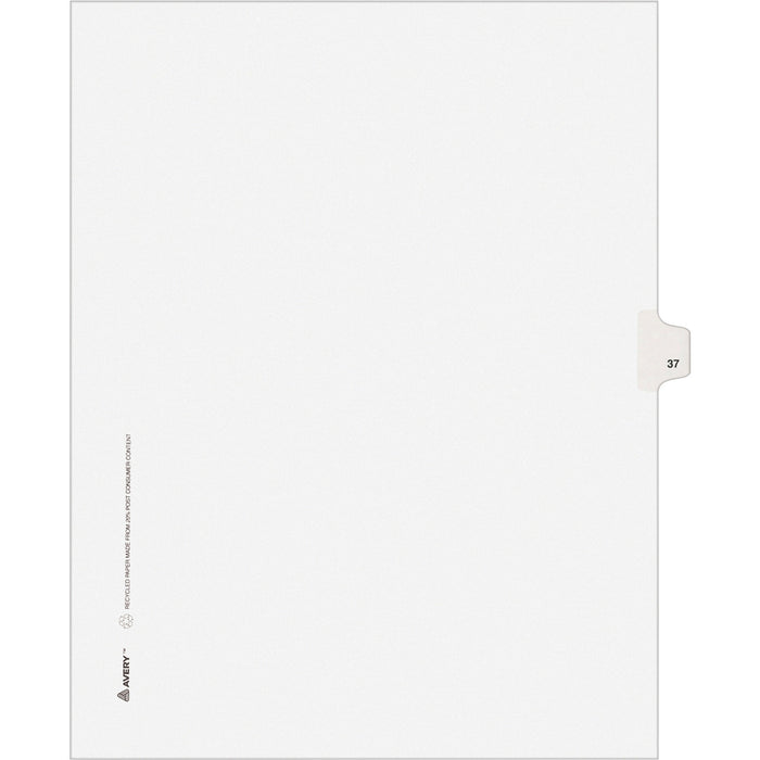 Avery® Individual Legal Dividers Allstate(R) Style, Letter Size, Side Tab #37 (82235)