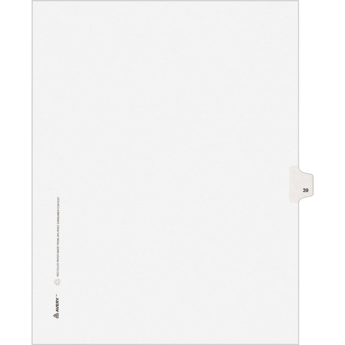 Avery® Individual Legal Dividers Allstate(R) Style, Letter Size, Side Tab #39 (82237)