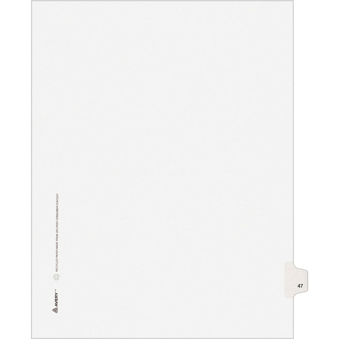 Avery® Individual Legal Dividers Allstate(R) Style, Letter Size, Side Tab #47 (82245)