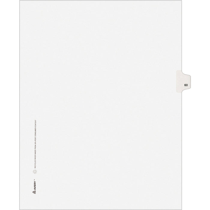 Avery® Individual Legal Dividers Allstate(R) Style, Letter Size, Side Tab #60 (82258)