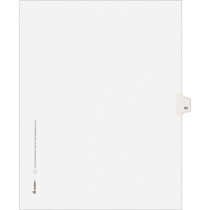 Avery® Individual Legal Dividers Allstate(R) Style, Letter Size, Side Tab #63 (82261)