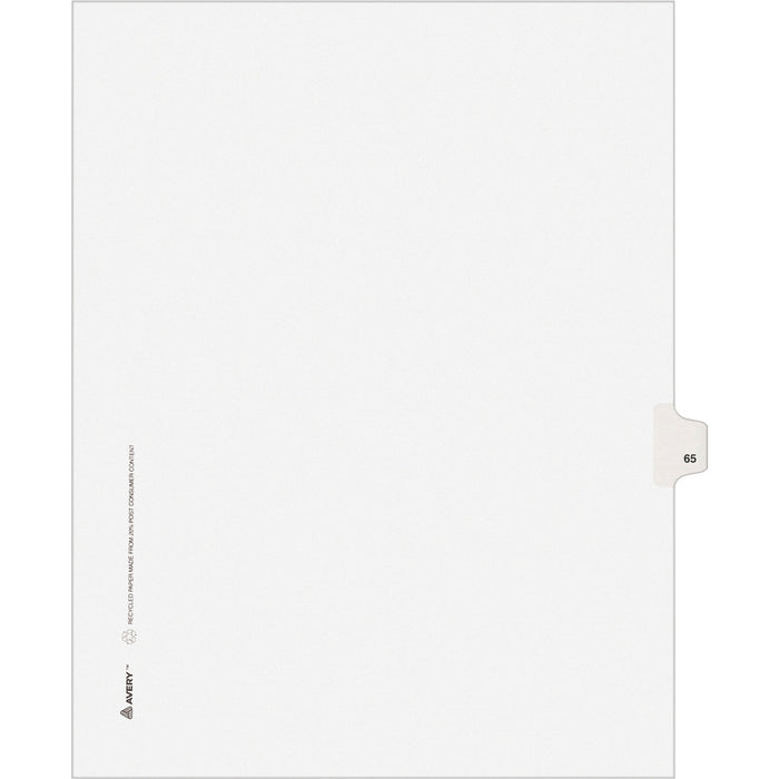 Avery® Individual Legal Dividers Allstate(R) Style, Letter Size, Side Tab #65 (82263)