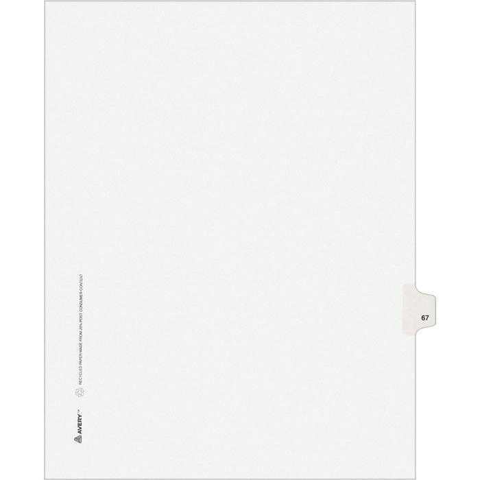 Avery® Individual Legal Dividers Allstate(R) Style, Letter Size, Side Tab #67 (82265)