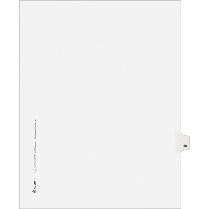 Avery® Individual Legal Dividers Allstate(R) Style, Letter Size, Side Tab #68 (82266)