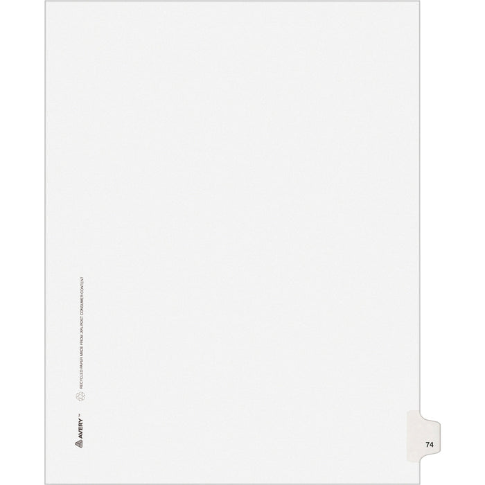 Avery® Individual Legal Dividers Allstate(R) Style, Letter Size, Side Tab #74 (82272)