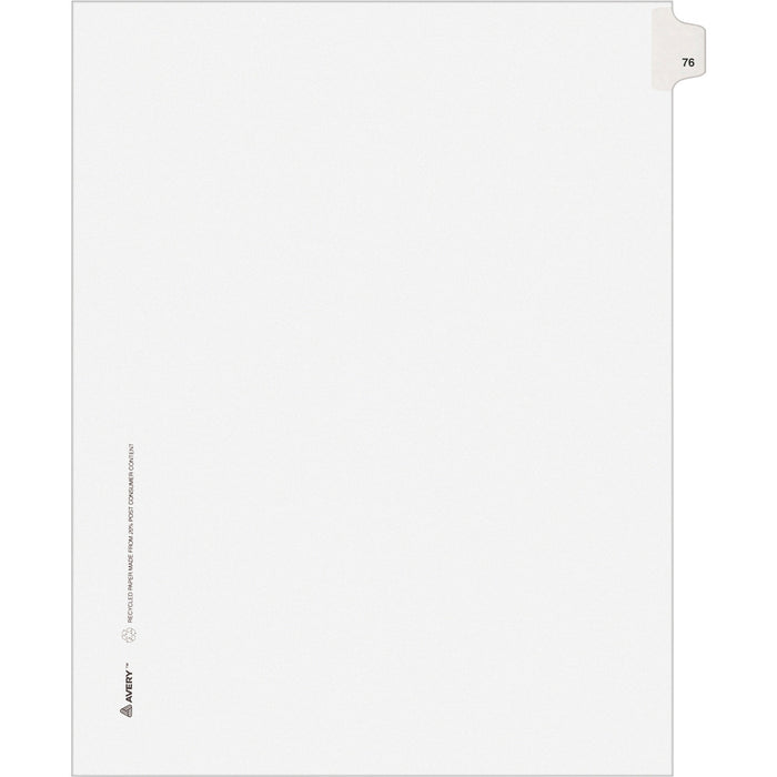 Avery® Individual Legal Dividers Allstate(R) Style, Letter Size, Side Tab #76 (82274)