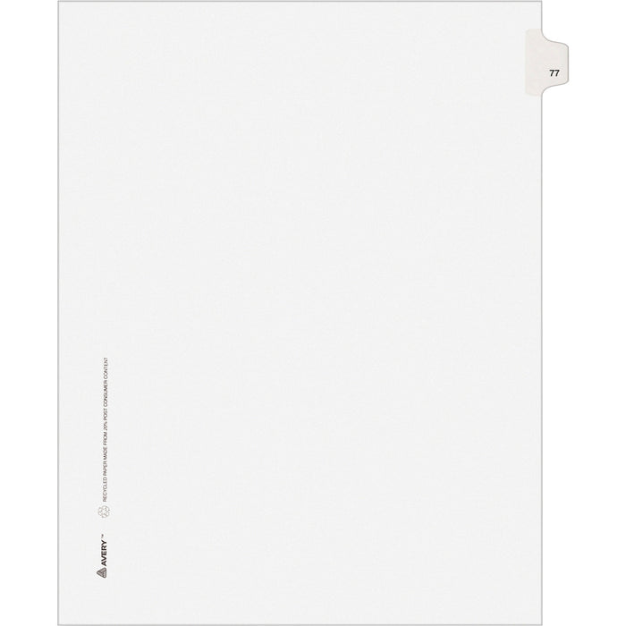 Avery® Individual Legal Dividers Allstate(R) Style, Letter Size, Side Tab #77 (82275)