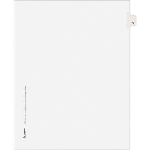 Avery® Individual Legal Dividers Allstate(R) Style, Letter Size, Side Tab #78 (82276)