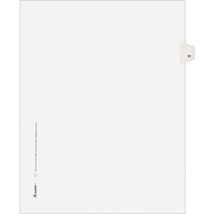 Avery® Individual Legal Dividers Allstate(R) Style, Letter Size, Side Tab #81 (82279)