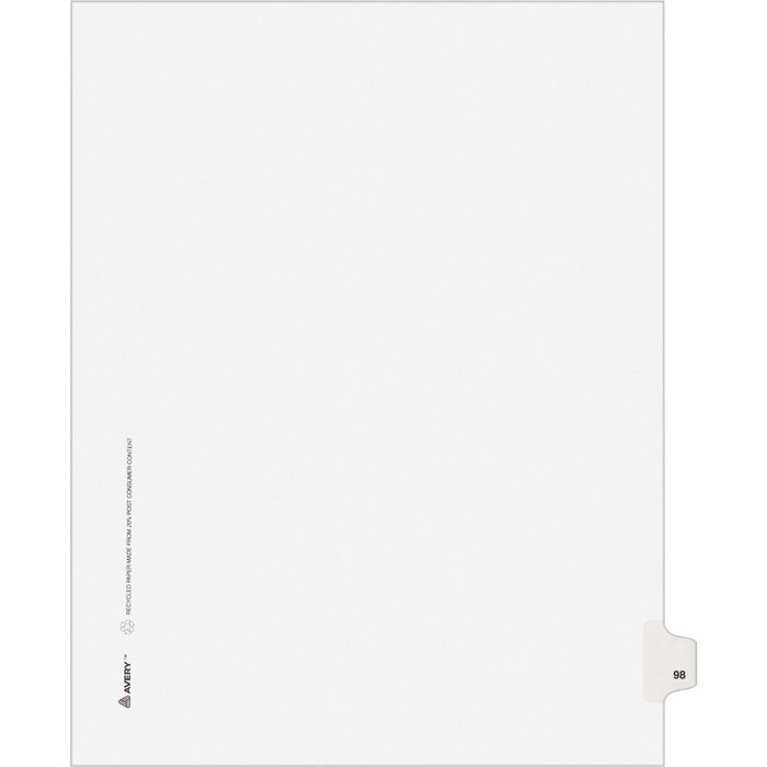 Avery® Individual Legal Dividers Allstate(R) Style, Letter Size, Side Tab #98 (82296)