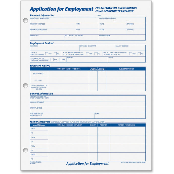 TOPS Employment Application Forms