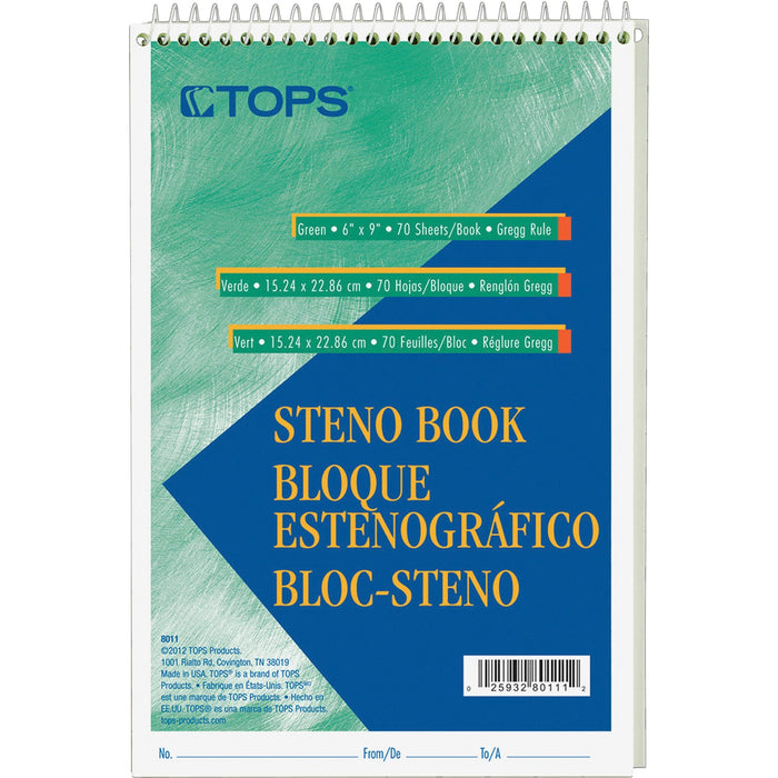 TOPS Green Tint Steno Books