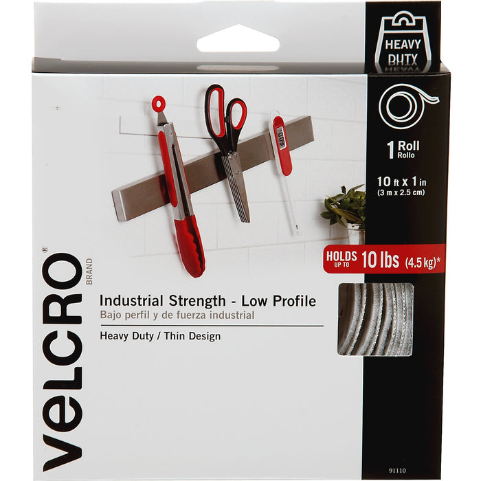 VELCRO® Brand Low Profile Industrial Strength Tape, 10ft x 1in Roll, White